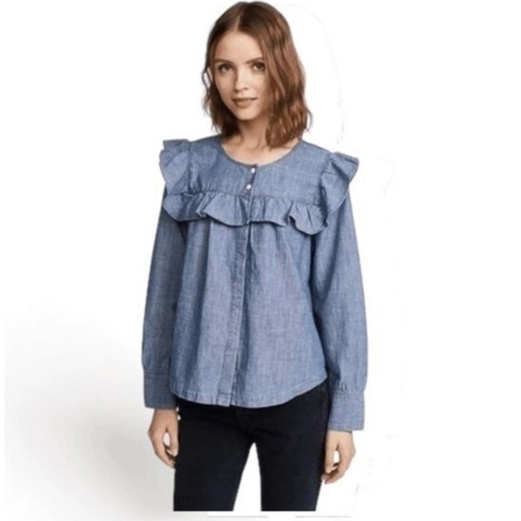 J. Crew Tops - J.CREW Women’s Smock Blouse Top sz 4 Chambray # C142